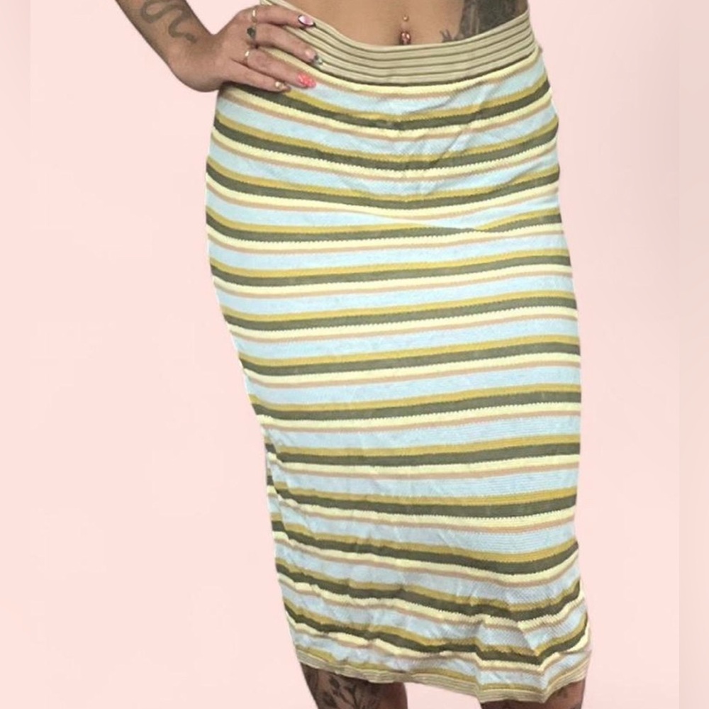 Lisa Says Gah Multicolor Striped Midi Skirt